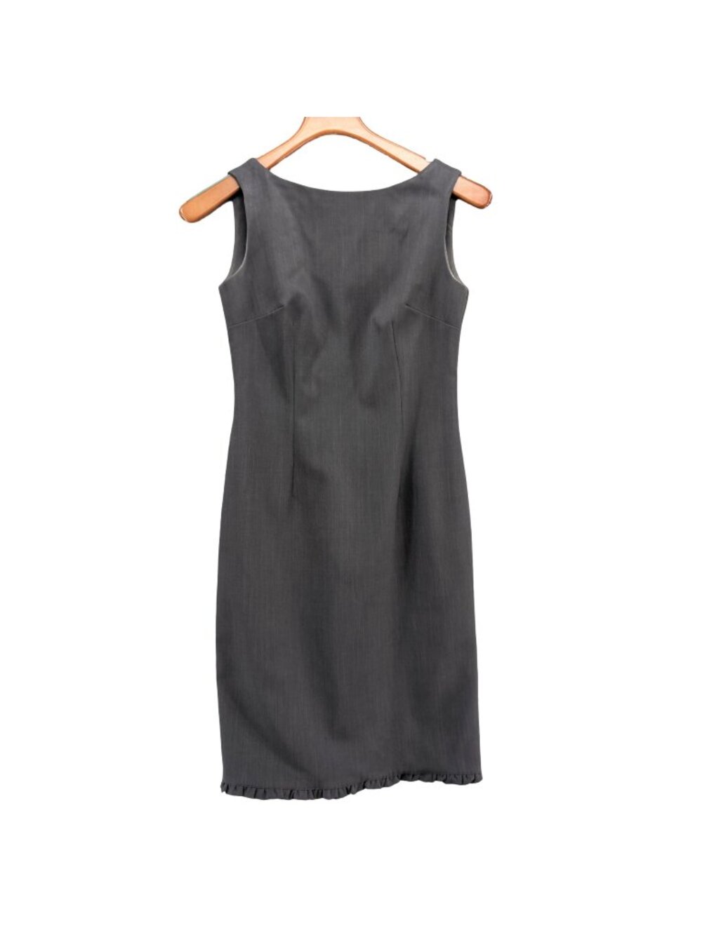 TRIO New York Sheath Dress Charcoal Grey Sleeveless Ruffle Hem Size 2
